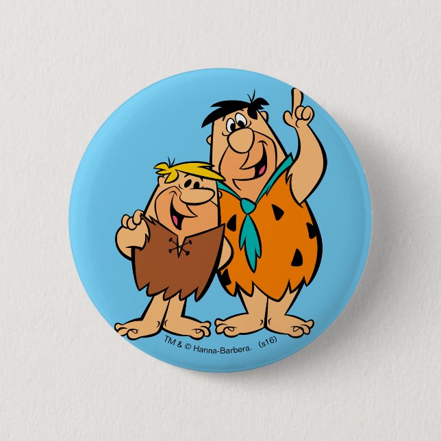 Bóton Redondo 5.08cm Barney Rubble e Fred Flintstone (Frente)