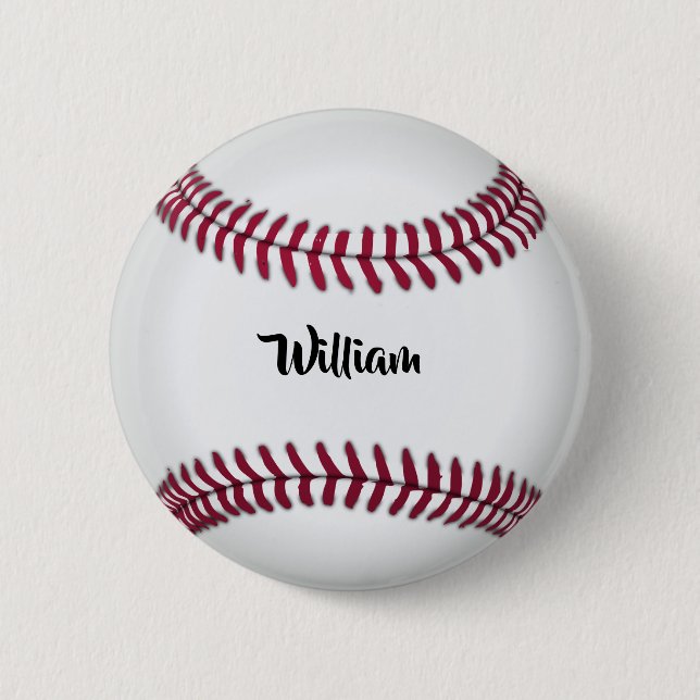 Bóton Redondo 5.08cm Baseball com Nome Personalizado (Frente)