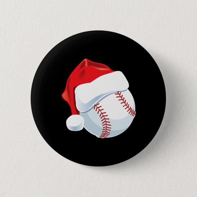Bóton Redondo 5.08cm Baseball Santa Hat Men Natal Para Rapazes (Frente)