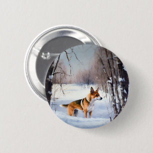 Bóton Redondo 5.08cm Basenji Deixe Nevar Natal