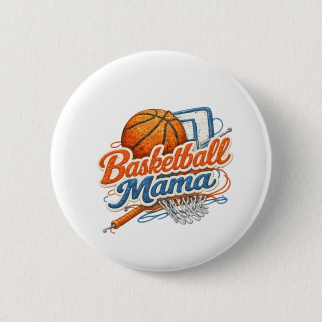 Bóton Redondo 5.08cm Basketball Mama Button Pin (Frente)