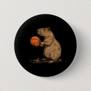 Bóton Redondo 5.08cm Basquete de Basquete de Arte Animal, Lover Capybar