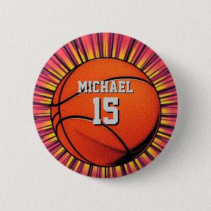 Bóton Redondo 5.08cm Basquete Seu Nome Pop Art