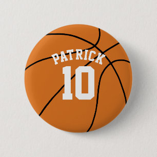 Bóton Redondo 5.08cm Basquetebol com nome e número da equipe