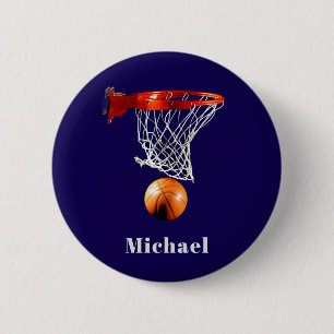 Bóton Redondo 5.08cm Basquetebol Substitua pelo Seu Nome