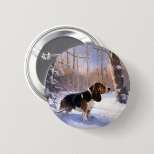 Bóton Redondo 5.08cm Basset Hound Deixe-O Neve Natal