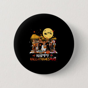Bóton Redondo 5.08cm Basset Hound Feliz Hallothanksmas Halloween Dia de