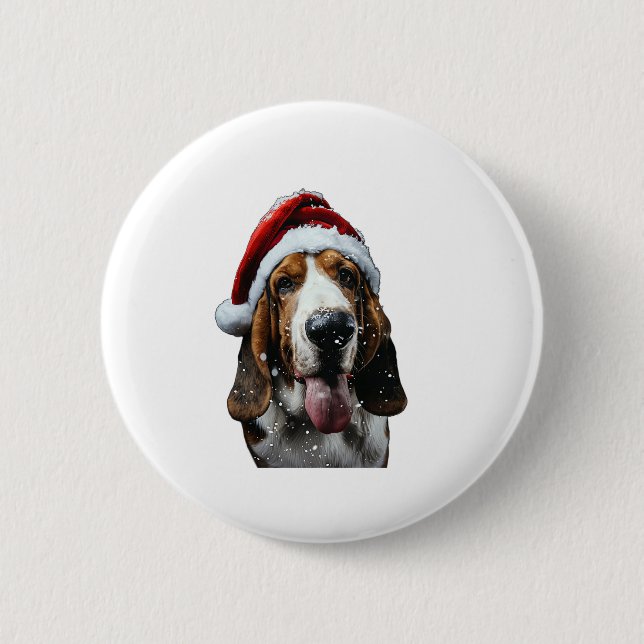 Bóton Redondo 5.08cm Basset Hound Natal (Frente)
