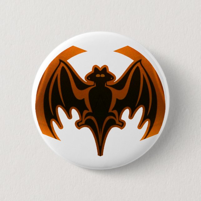 Bóton Redondo 5.08cm Bat Orange O MUSEUM Zazzle dá presentes (Frente)