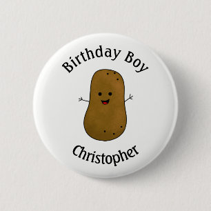 Bóton Redondo 5.08cm Batata Personalizada de Aniversário Feliz