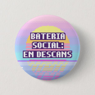 Bóton Redondo 5.08cm Bateria Social: Em Descanso Pixel Button