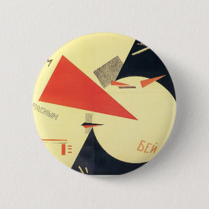 Bóton Redondo 5.08cm Batida do EL Lissitzky- os brancos com a cunha