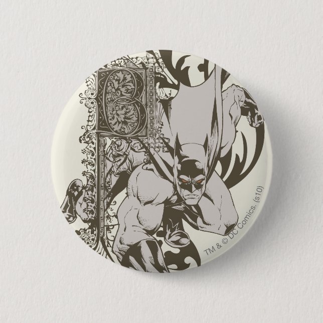 Bóton Redondo 5.08cm Batman e Letra B Decortada (Frente)