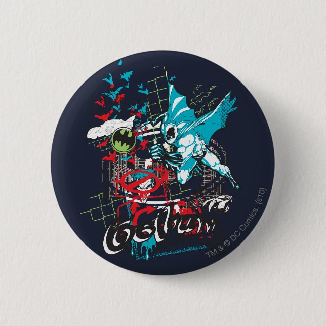 Bóton Redondo 5.08cm Batman Gotham Guardian Lineart Collage (Frente)
