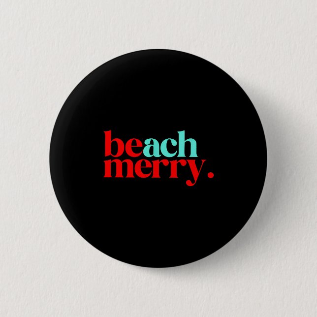Bóton Redondo 5.08cm Beach Merry Christmas Funny  (Frente)