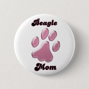 Bóton Redondo 5.08cm Beagle Mãe Pawprint Rosa - Botão