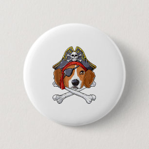 Bóton Redondo 5.08cm Beagle Pirate Costume Jolly Roger Flag Skull Cross