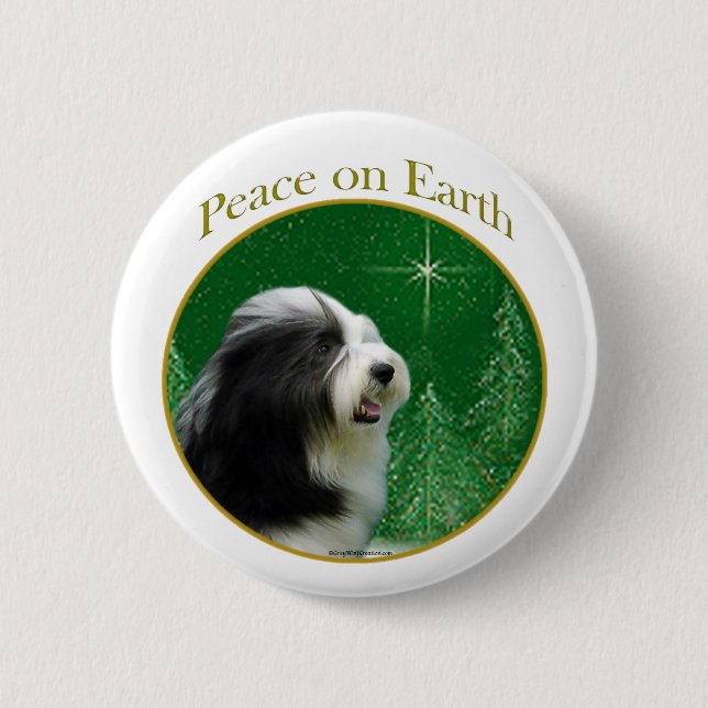 Bóton Redondo 5.08cm Bearded Collie Peace (Frente)