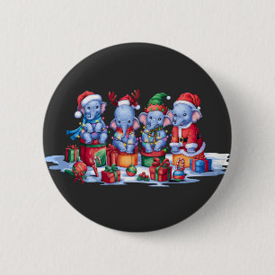 Bóton Redondo 5.08cm Bebê elefante Papai Noel chora a luz de Natal