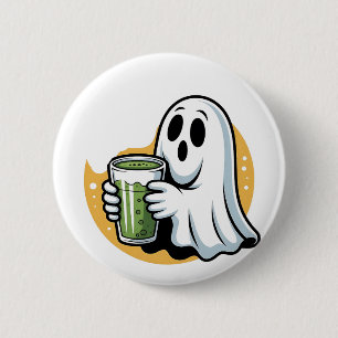 Bóton Redondo 5.08cm Bebendo fantasma fantasma Matcha Halloween