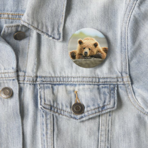 Bóton Redondo 5.08cm Bebês Mais Pobres   Cubo-Urso-Marrom Costeiro