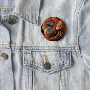 Bóton Redondo 5.08cm Bebês Mais Pobres   Orangutan Mãe e Bebê
