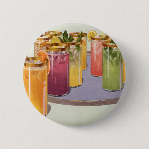Bóton Redondo 5.08cm Bebidas do vintage, bebidas com cubos de gelo em