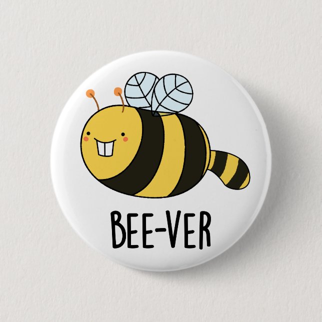 Bóton Redondo 5.08cm Bee Bee Beaver Animal Bee Pun (Frente)