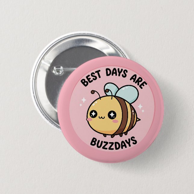 Bóton Redondo 5.08cm Bee Button – Cute Kawaii Bumblebee Pin (Frente & Verso)
