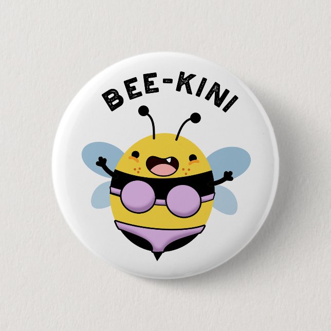 Bóton Redondo 5.08cm Bee-kini Engraçado Bee Puns (Frente)