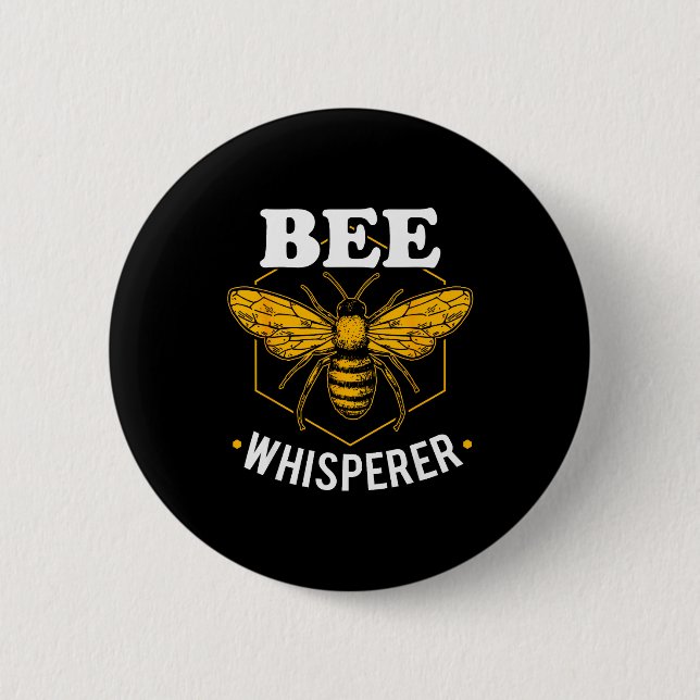 Bóton Redondo 5.08cm Bee Whisperer - Funny Beekeeng &amp; Beekeeper  (Frente)