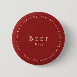 Bóton Redondo 5.08cm Beef-Free Request Badge, Dark red - White