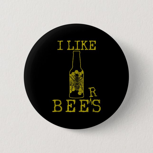 Bóton Redondo 5.08cm Bees &amp; Beer - Funny Quote Beekeeng Beekeeper G (Frente)