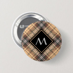 Bóton Redondo 5.08cm Beige e Brown Tartan