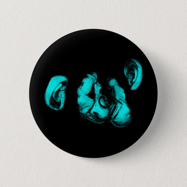 Bóton Redondo 5.08cm beija chimpanzés: turquesa neon (Frente)