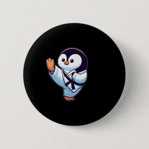 Bóton Redondo 5.08cm Bela Caricatura Pinguin Karate Artes Marciais