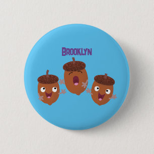 Bóton Redondo 5.08cm Belas bolotas felizes cantando cartoon para crianç