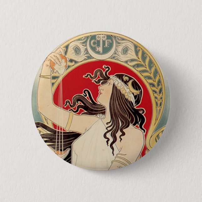 Bóton Redondo 5.08cm Beleza de cabelo escuro com fruta (Frente)