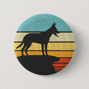 Bóton Redondo 5.08cm Belga Malinois Retro Vintage 60s 70s Cachorro Pupp