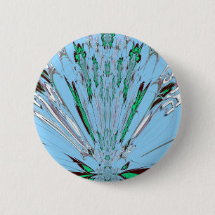 Bóton Redondo 5.08cm Belo Belo Aqua Azul incrível Motif Floral de