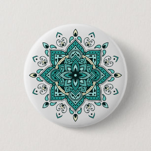 Bóton Redondo 5.08cm Belo Turquoise Mandala design