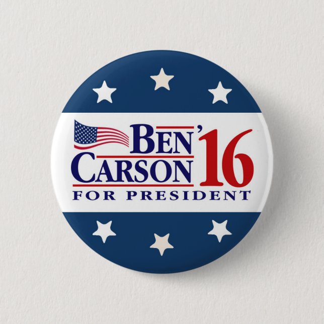 Bóton Redondo 5.08cm Ben Carson para o presidente (Frente)
