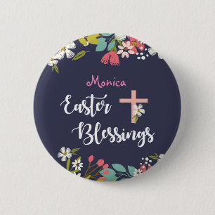 Bóton Redondo 5.08cm Bênçãos de páscoa das flores de Cristo risen
