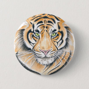 Bóton Redondo 5.08cm Bengal Tiger Watercolor Tinta