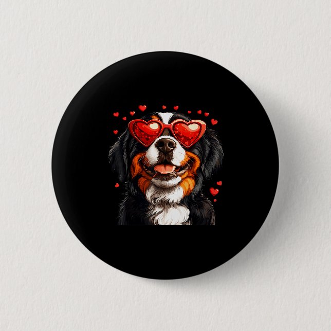 Bóton Redondo 5.08cm Bernese Mountain Cute Berner Dog Lover Valentines  (Frente)