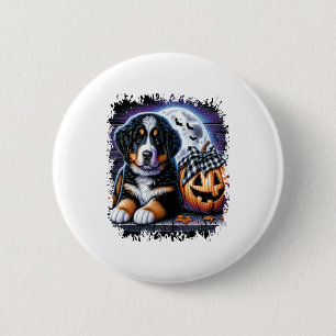 Bóton Redondo 5.08cm Bernese Mountain Dog Halloween