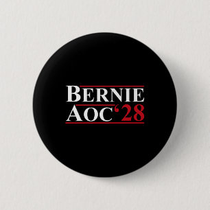 Bóton Redondo 5.08cm Bernie Aoc 2028 Bernie Sanders Alexandria Cortez P
