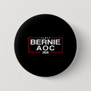 Bóton Redondo 5.08cm Bernie Aoc 2028 Bernie Sanders Alexandria Cortez P