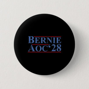 Bóton Redondo 5.08cm Bernie Aoc 2028 Bernie Sanders Alexandria Cortez P