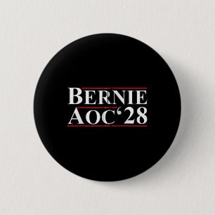 Bóton Redondo 5.08cm Bernie Aoc 2028 Bernie Sanders Alexandria Cortez P